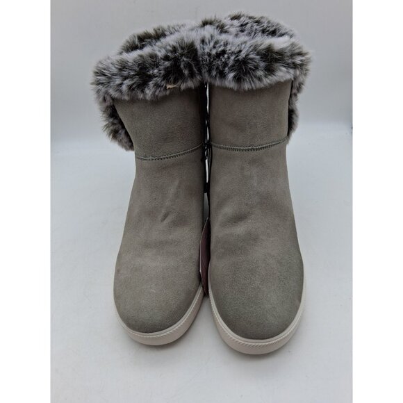 SERRA Ladies Sneaker Booties Suede Leather Faux Fur Lining Leight Gray 9 NWT - Picture 5 of 11